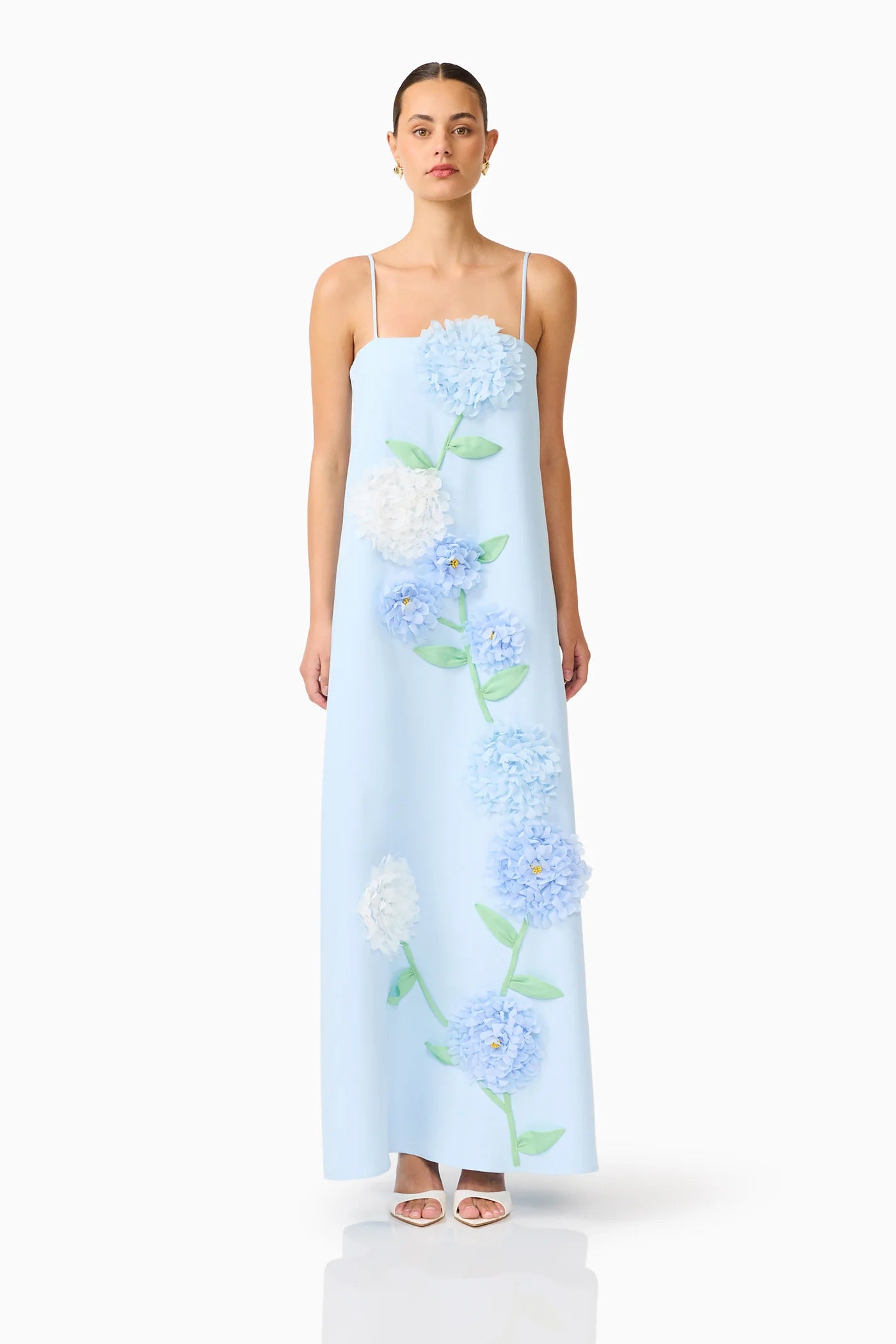 Elliatt Buttercup Embroidered Maxi Dress In Blue