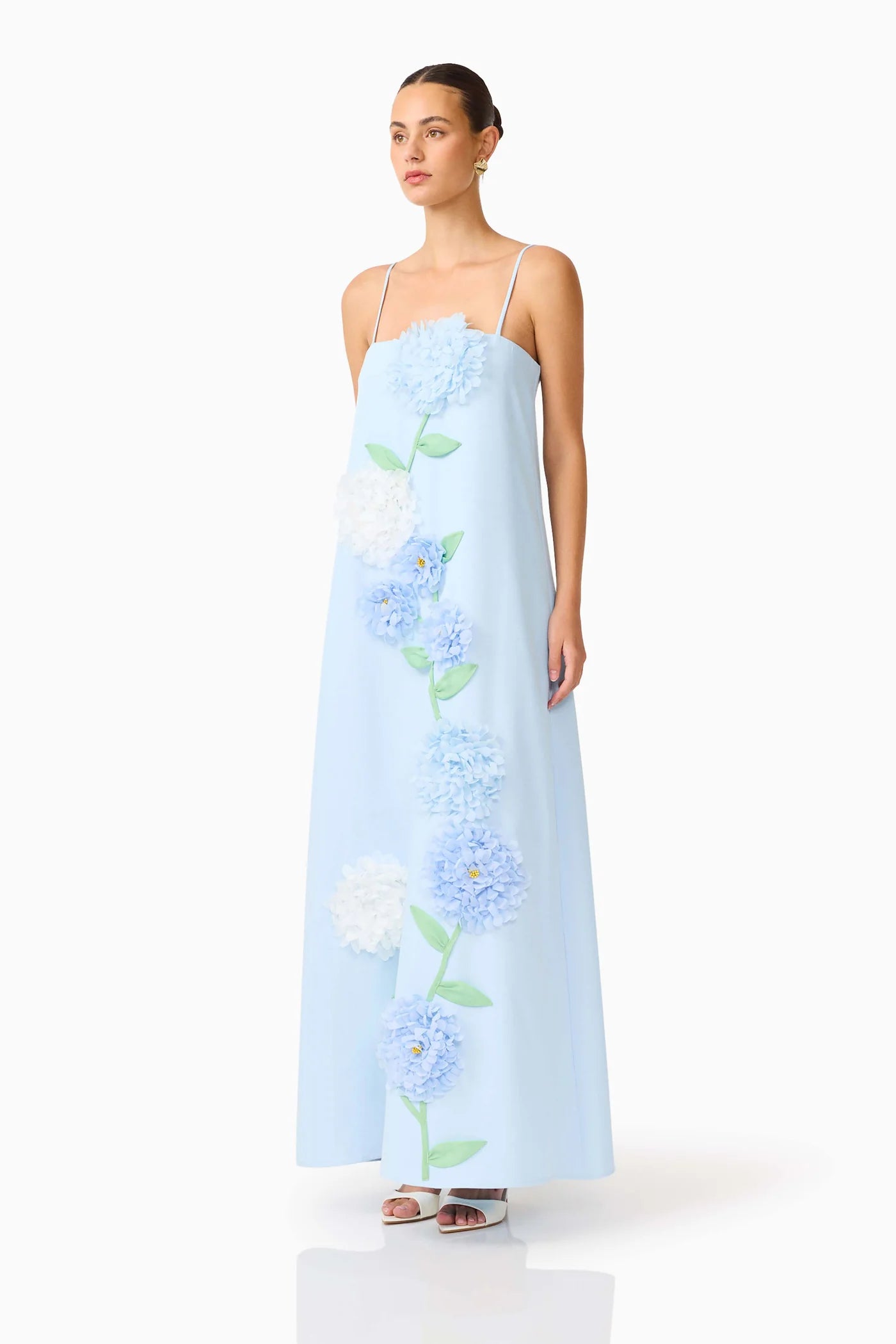 Elliatt Buttercup Embroidered Maxi Dress In Blue