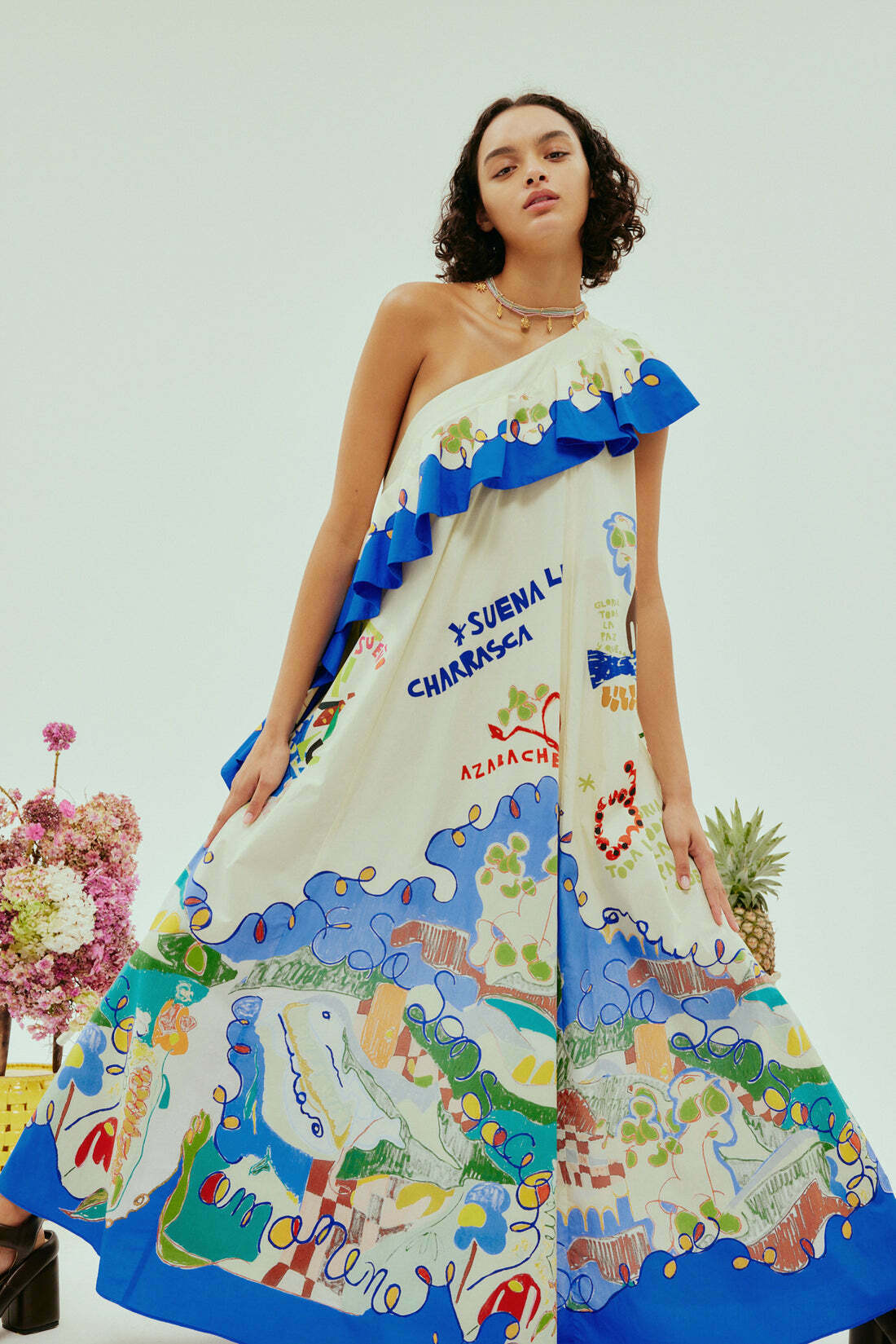 Alemais Nadia One Shoulder Ruffle Dress