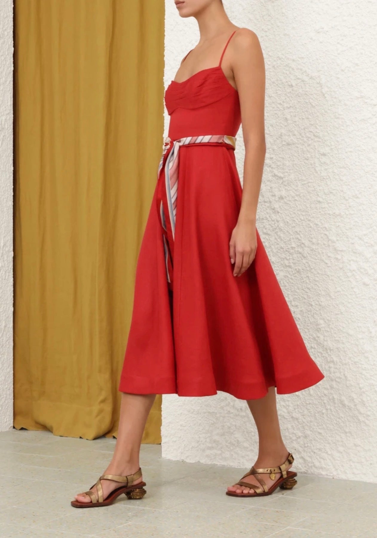 Zimmermann Rebellion Tuck Midi Dress in Red