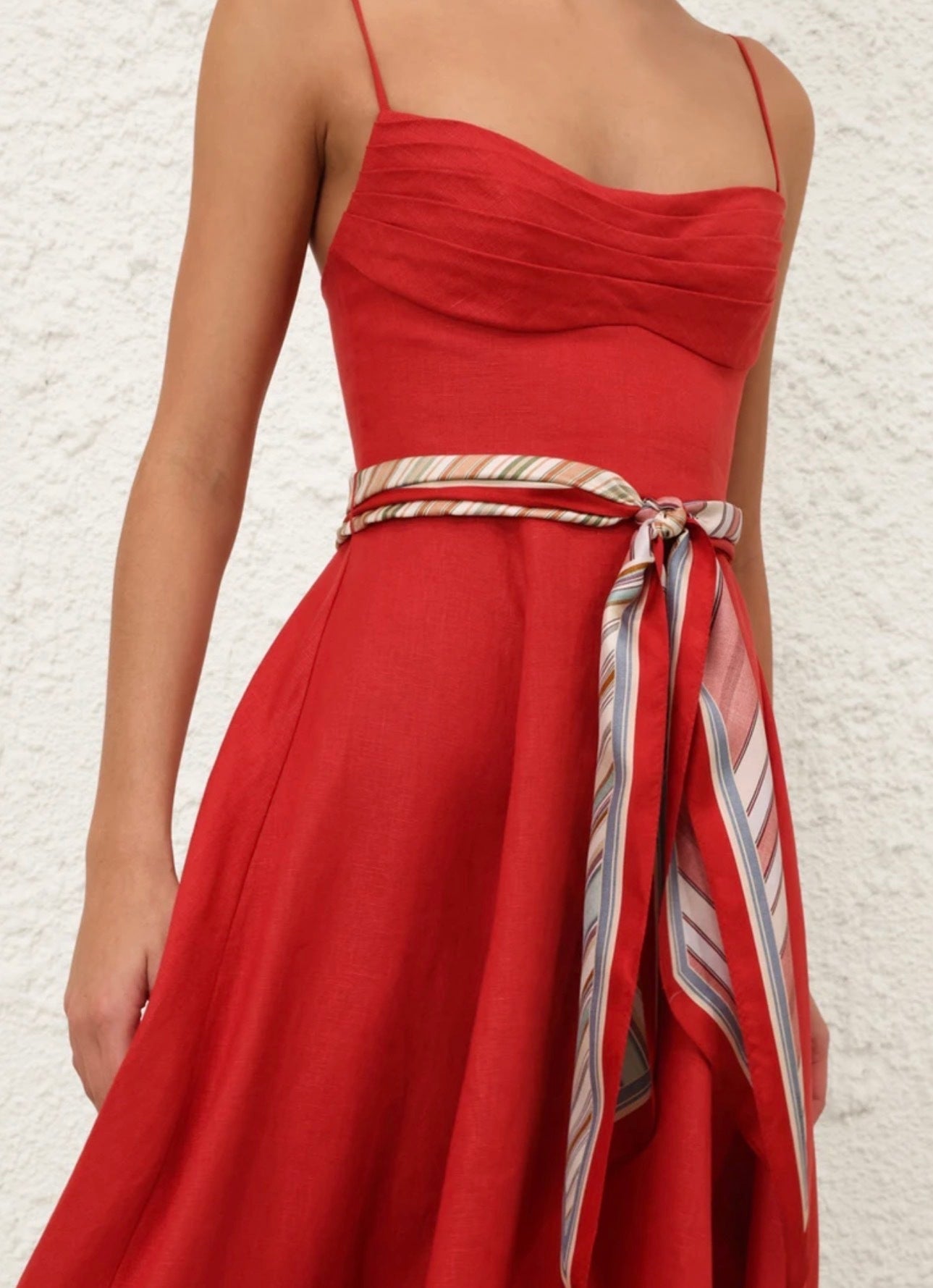 Zimmermann Rebellion Tuck Midi Dress in Red