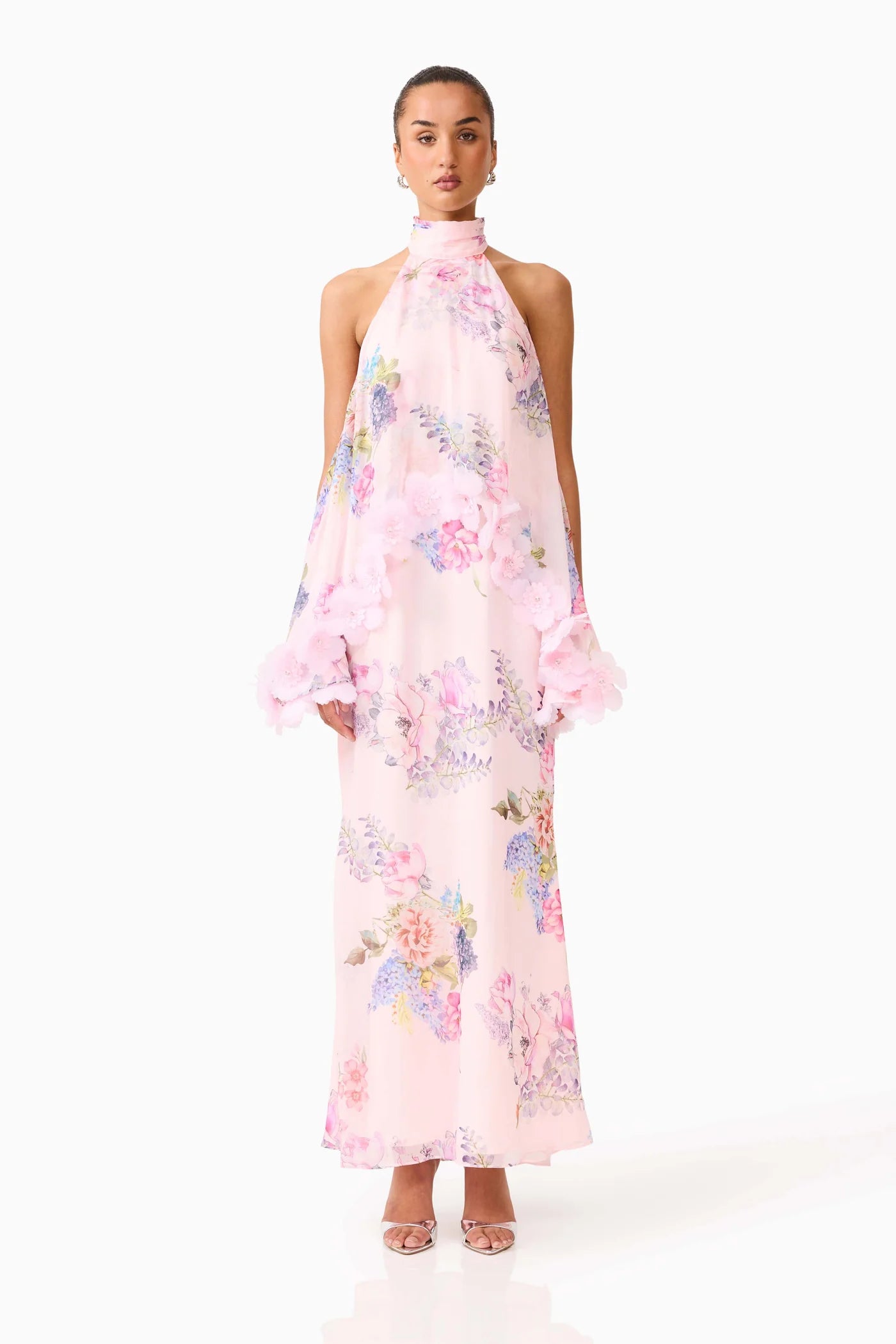 Elliatt Millie Tiered Gown in Pink Floral