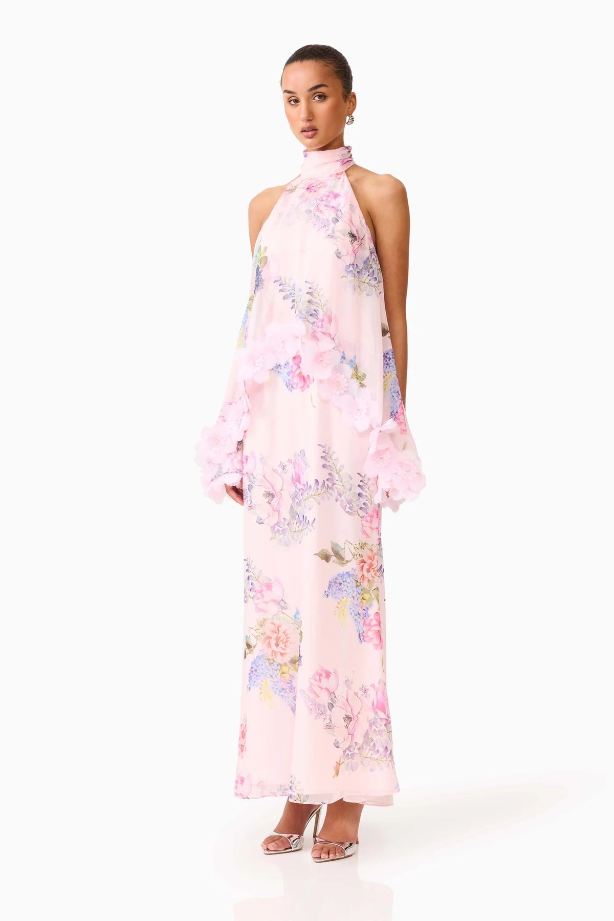 Elliatt Millie Tiered Gown in Pink Floral