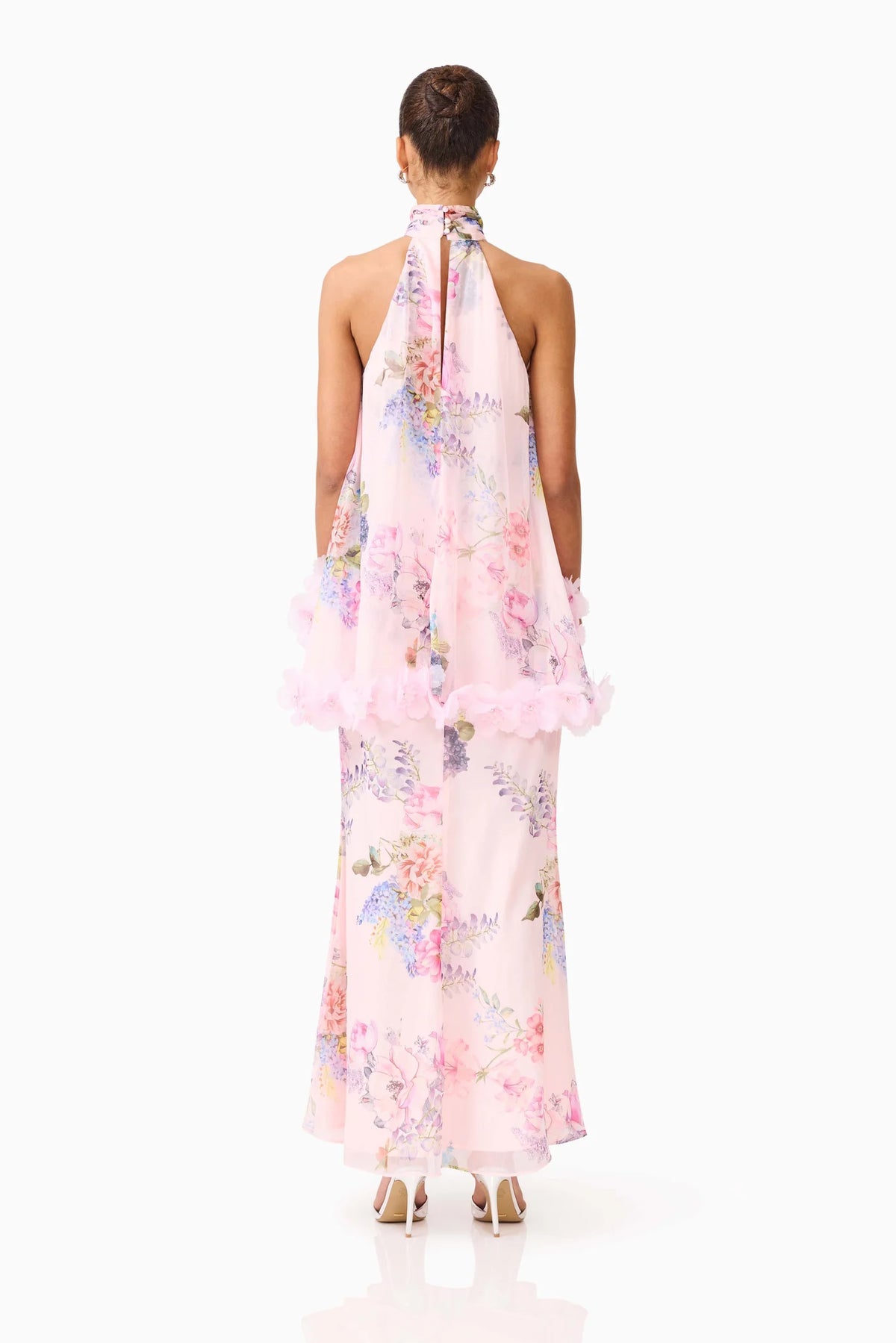 Elliatt Millie Tiered Gown in Pink Floral