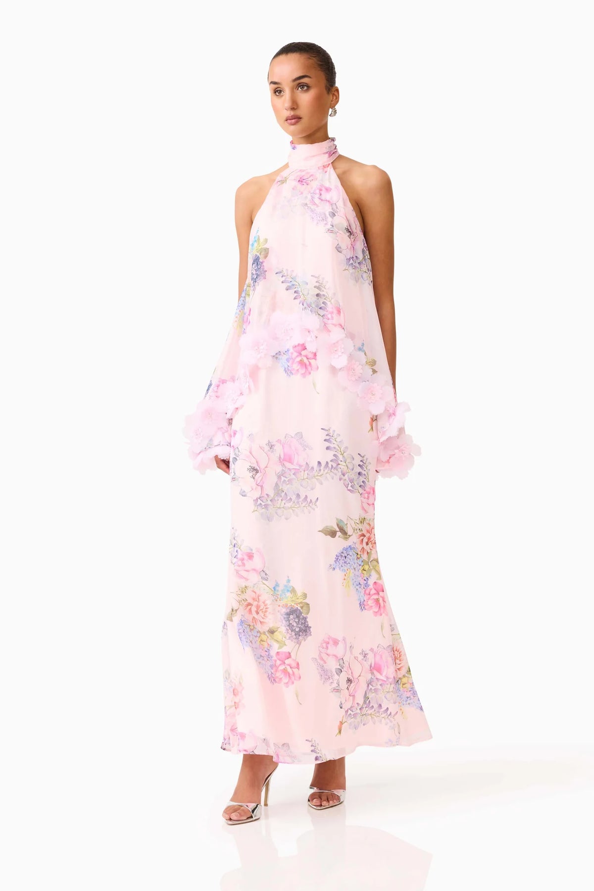Elliatt Millie Tiered Gown in Pink Floral