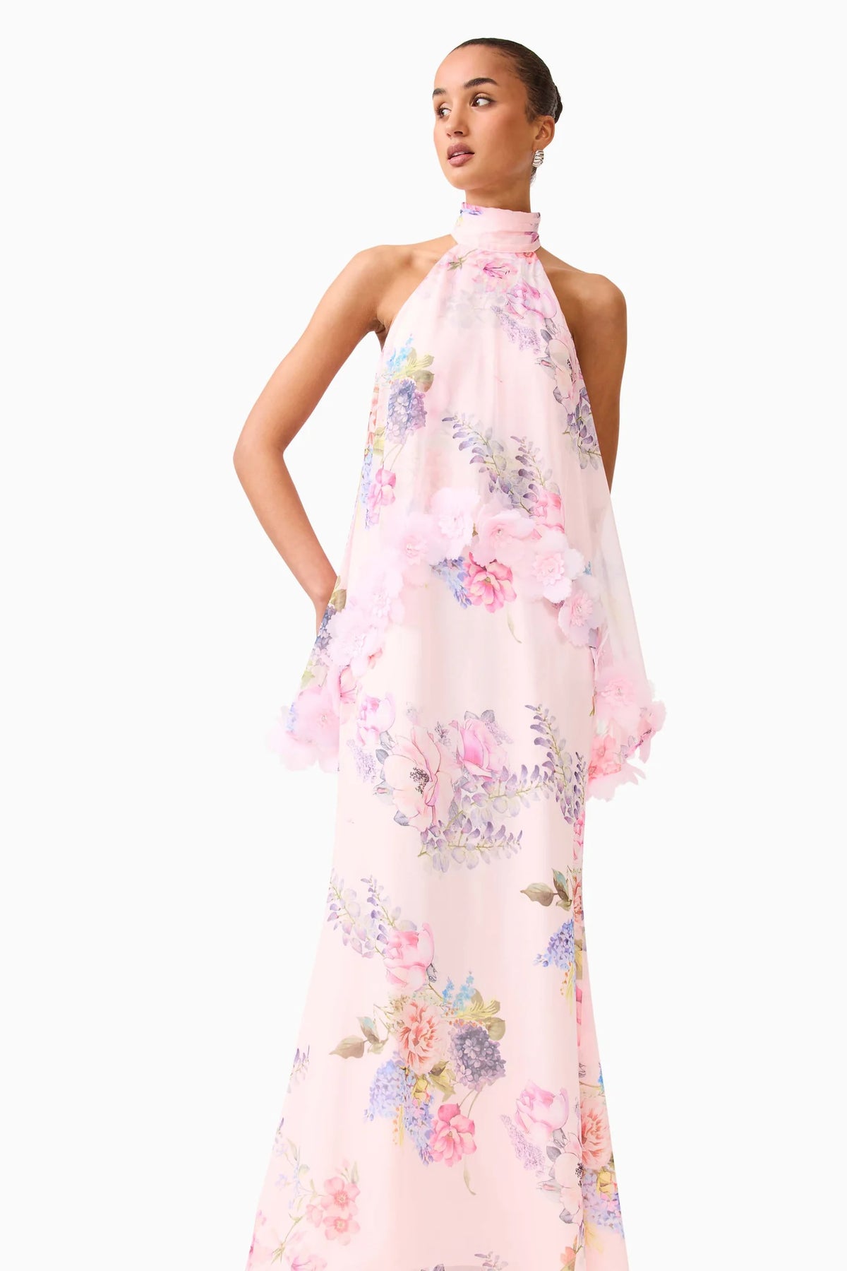 Elliatt Millie Tiered Gown in Pink Floral