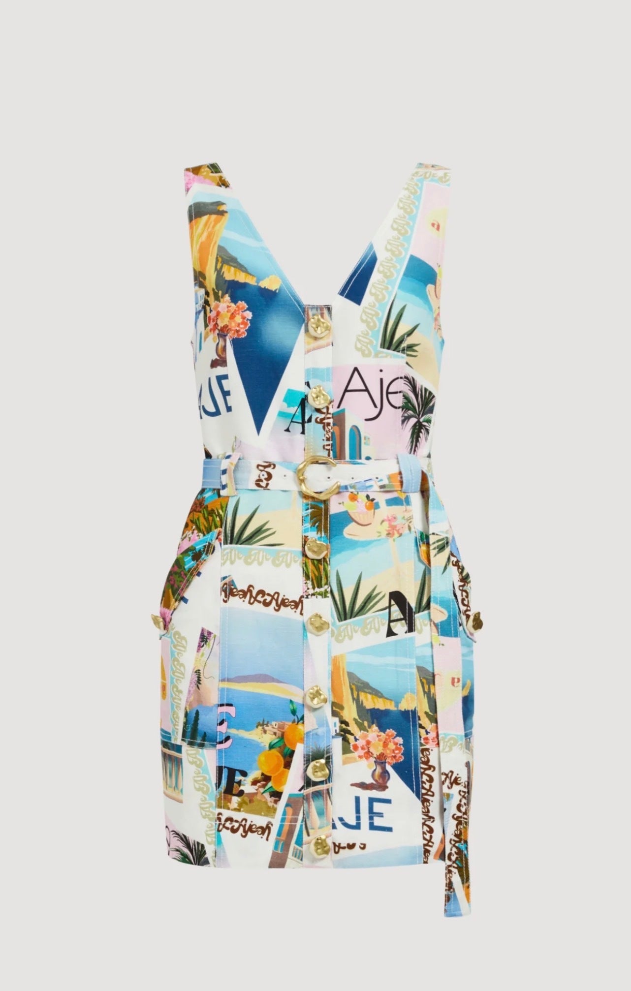 Aje Ambie Mini dress in postcard