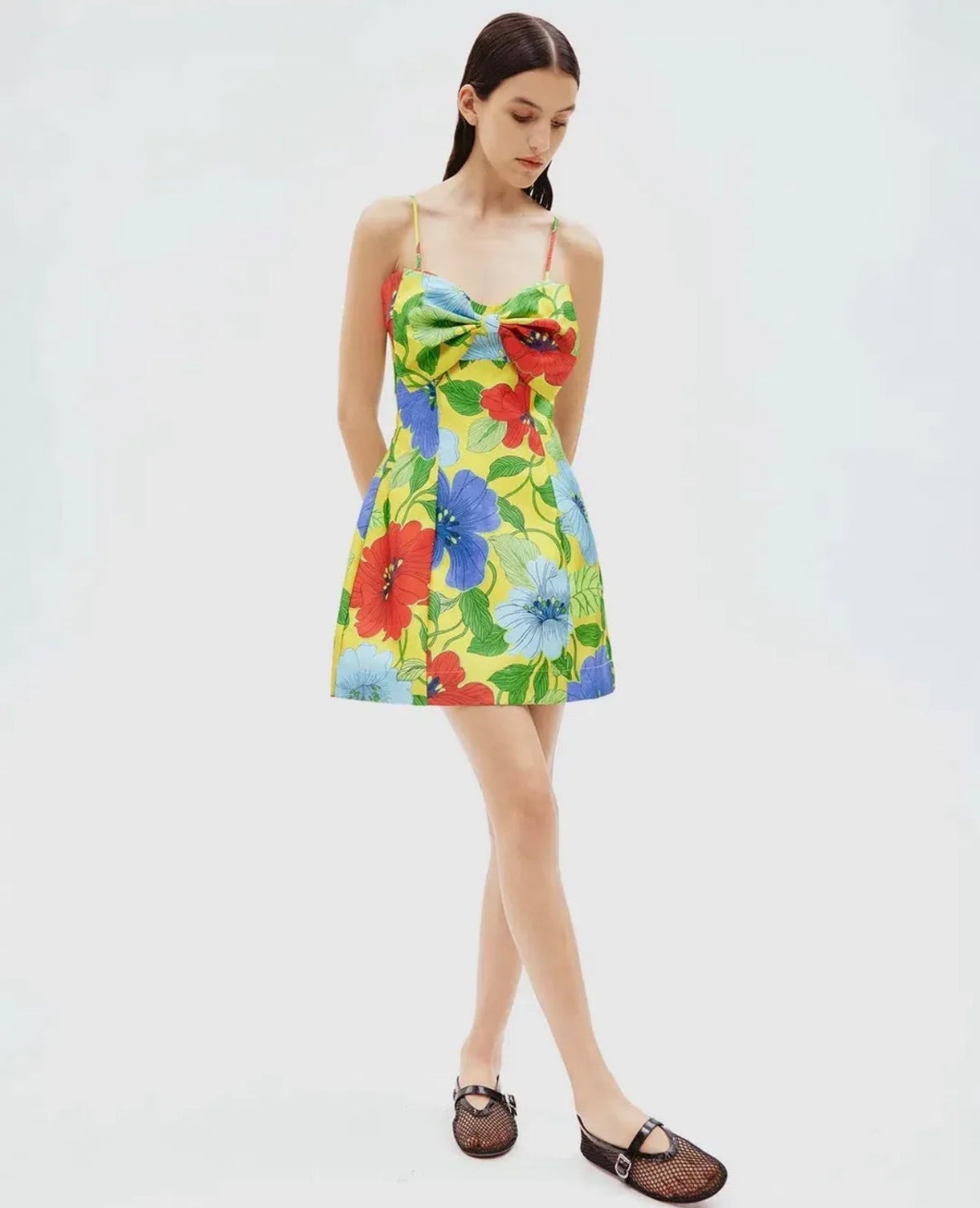 Alémais Verna Bow Mini Dress in Floral