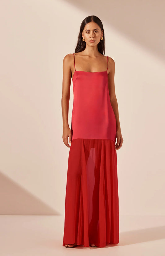 Shona Joy Moraya Dropped Waist Maxi Dress - Chilli