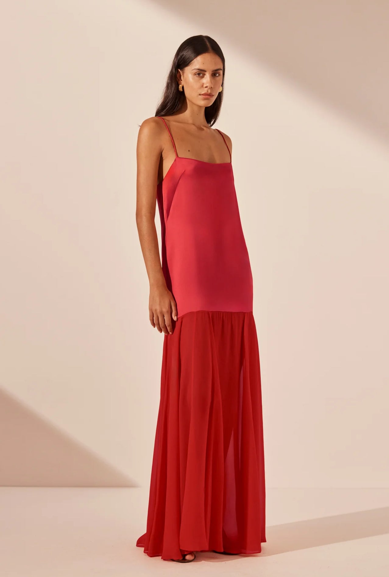 Shona Joy Moraya Dropped Waist Maxi Dress - Chilli