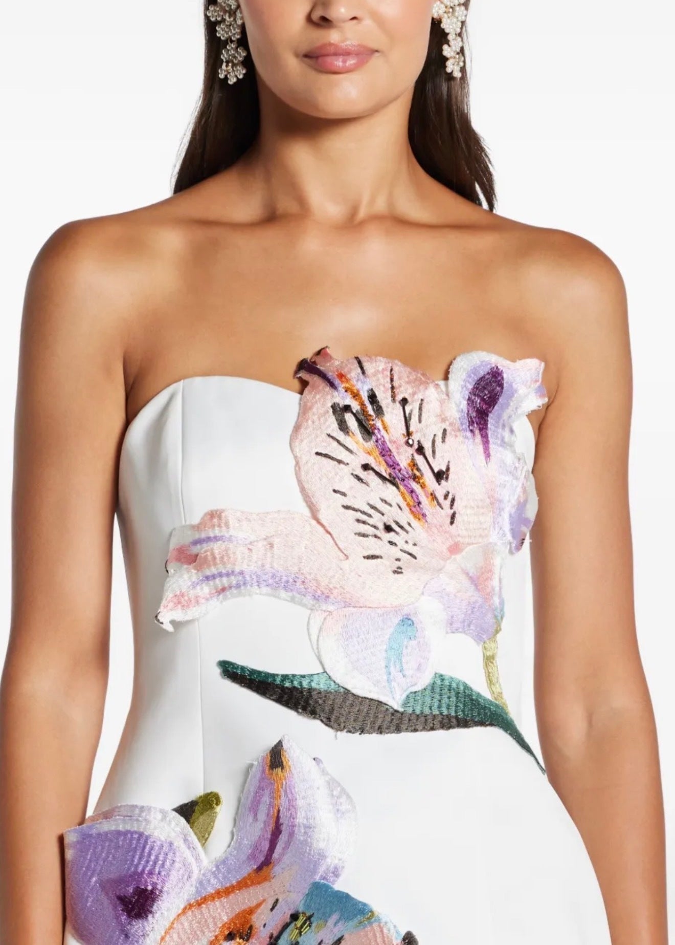 Leo Lin Rosario Appliqué Floral Bustier Mini Dress