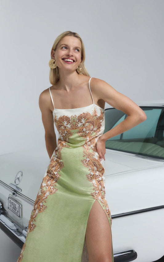 Antipodean Torrent Side Slit Slip Dress