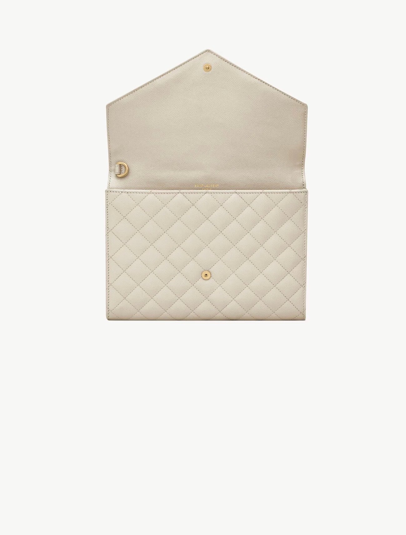 YSL Saint Laurent Envelope Flap Pouch in Mix Matelassé Grain de Poudre Leather Blanc Vintage