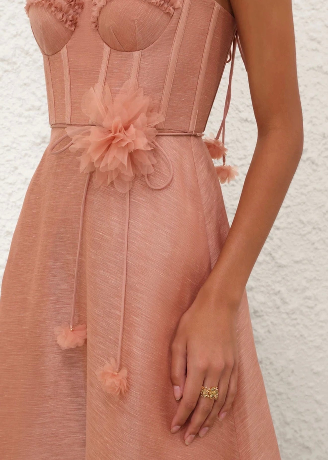 Zimmermann Luna Ruffle Midi Dress in Peony