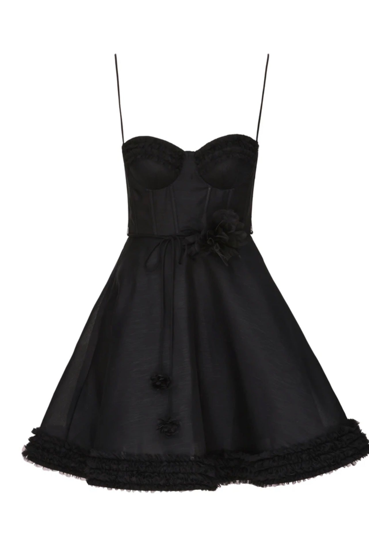 Zimmermann Luna Ruffle Mini Dress in Black