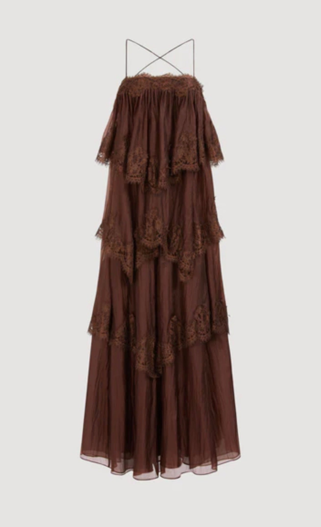 Aje Ophelia Lace Gown in Chocolate