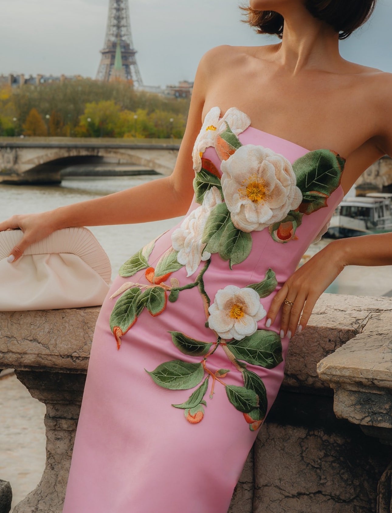 Leo Lin Rayna Appliqu Floral Bustier Maxi Dress - Camelia Print Lizzie Lend Leo Lin Rayna Appliqu Floral Bustier Maxi Dress - Camelia Print Lizzie Lend