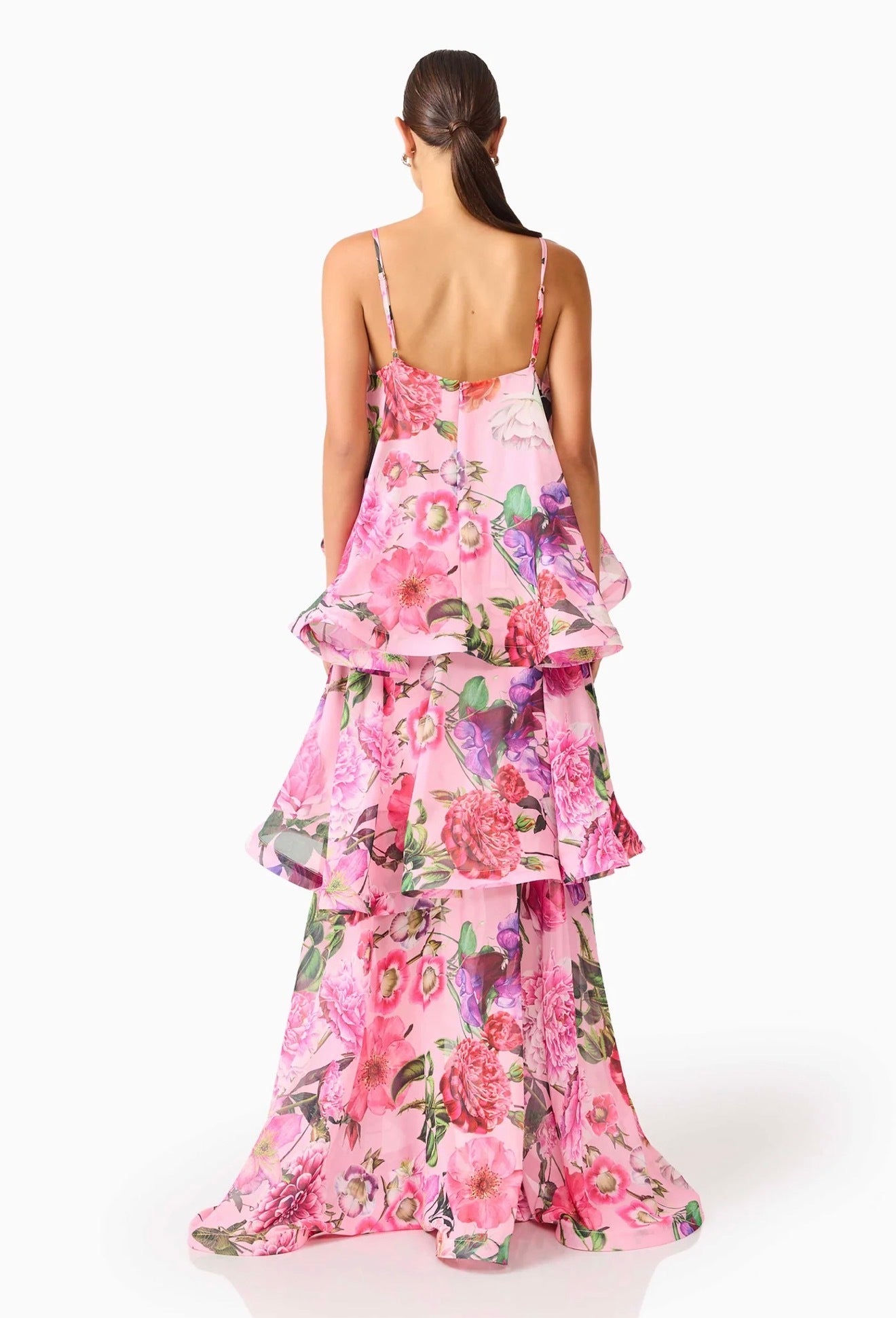 Elliatt Armani Tiered Maxi Dress in Pink Floral