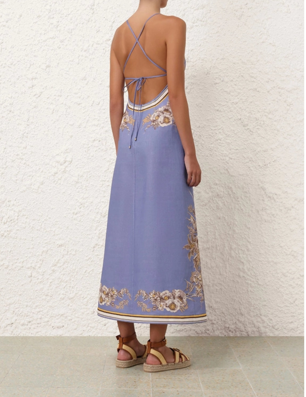 Zimmermann Ottie Slip Dress in Blue Flora