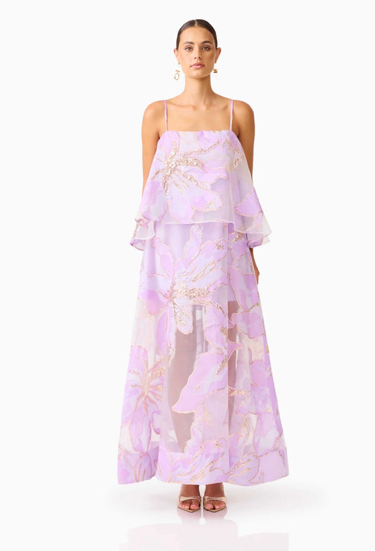 Elliatt Elysia Tiered Gown in Purple Floral