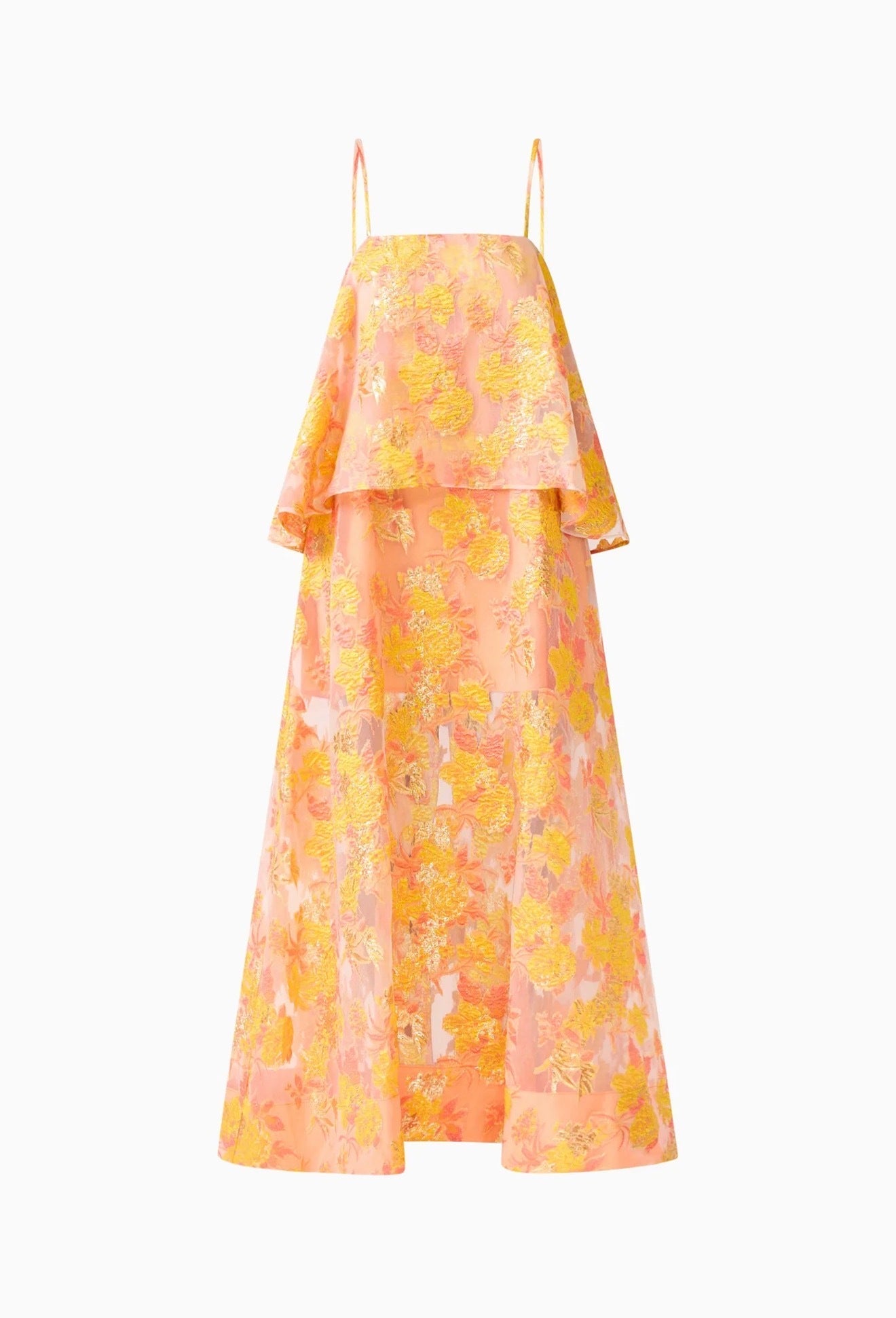 Elliatt Elysia Tiered Gown in Orange Floral
