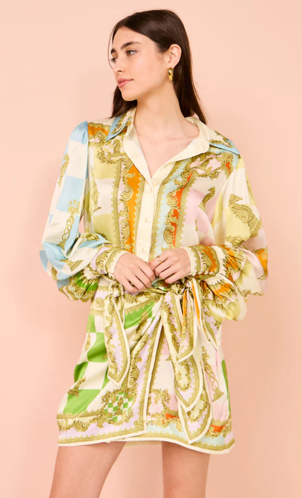 Alemais Checkmate Silk Mini Dress