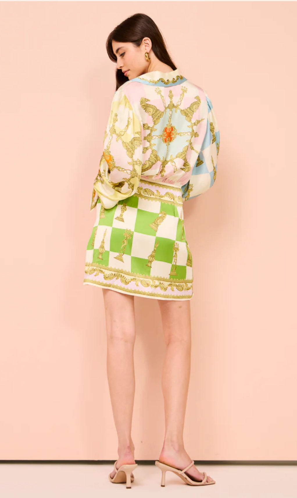 Alemais Checkmate Silk Mini Dress