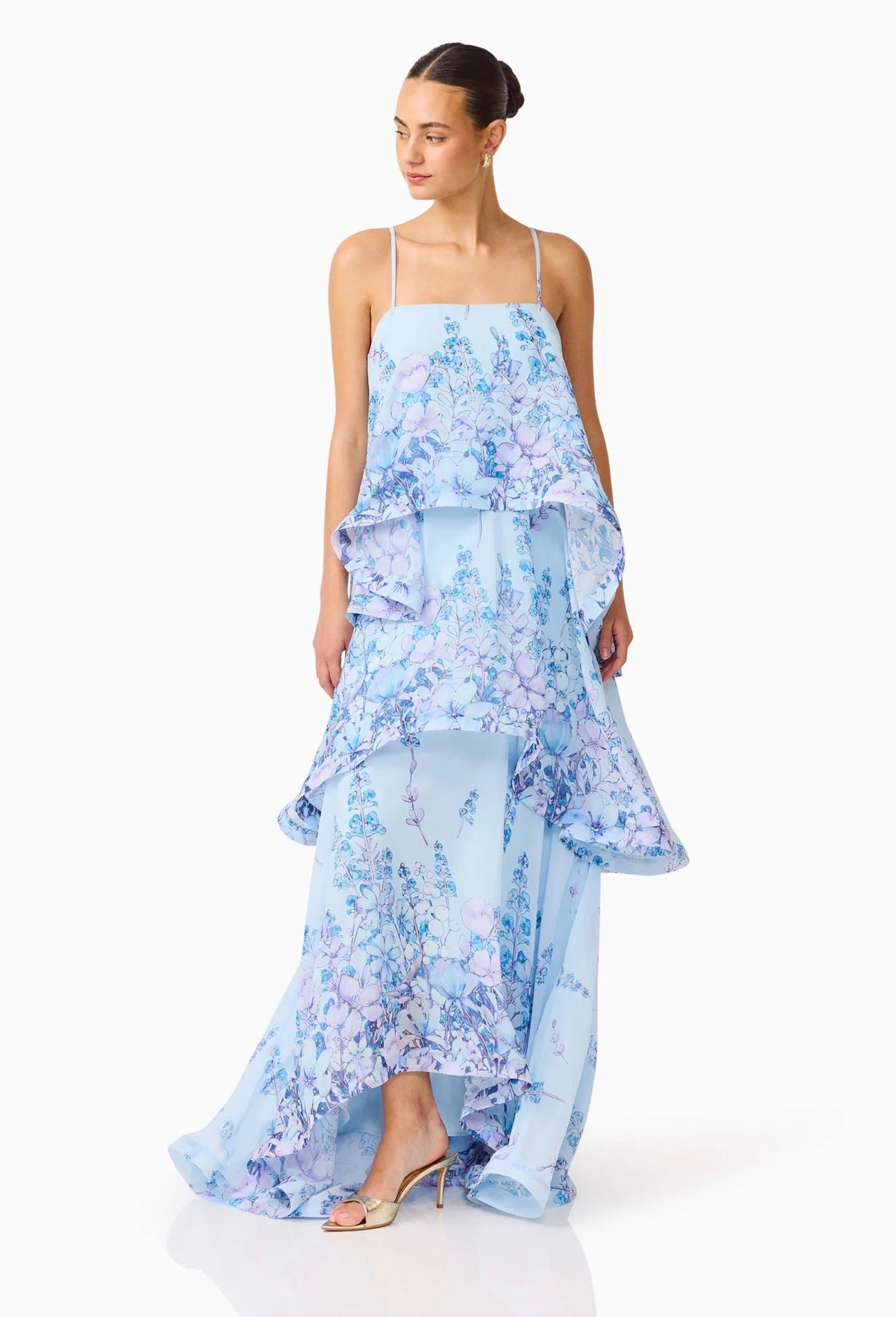 Elliatt Armani Tiered Maxi Dress in Baby Blue Floral