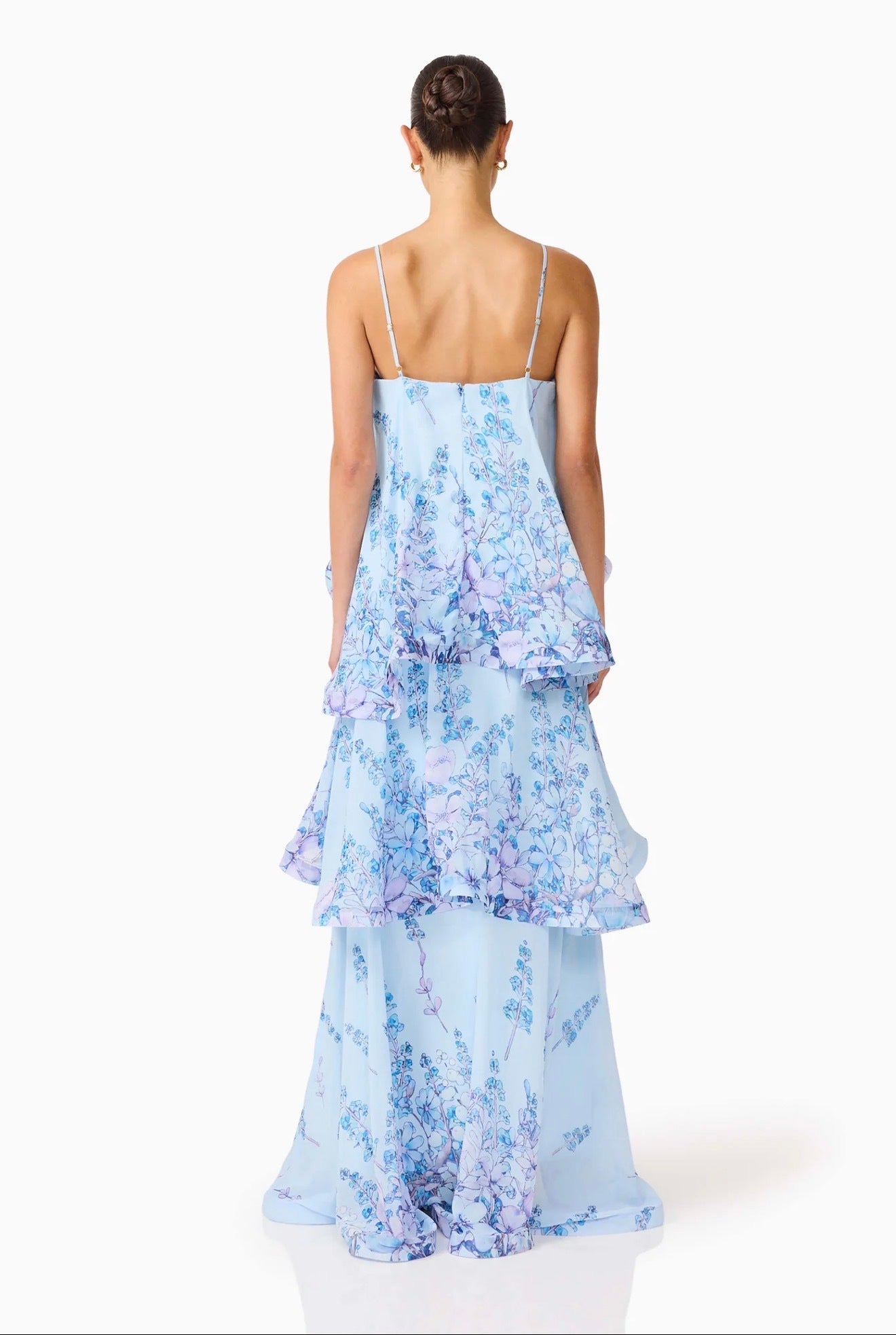Elliatt Armani Tiered Maxi Dress in Baby Blue Floral