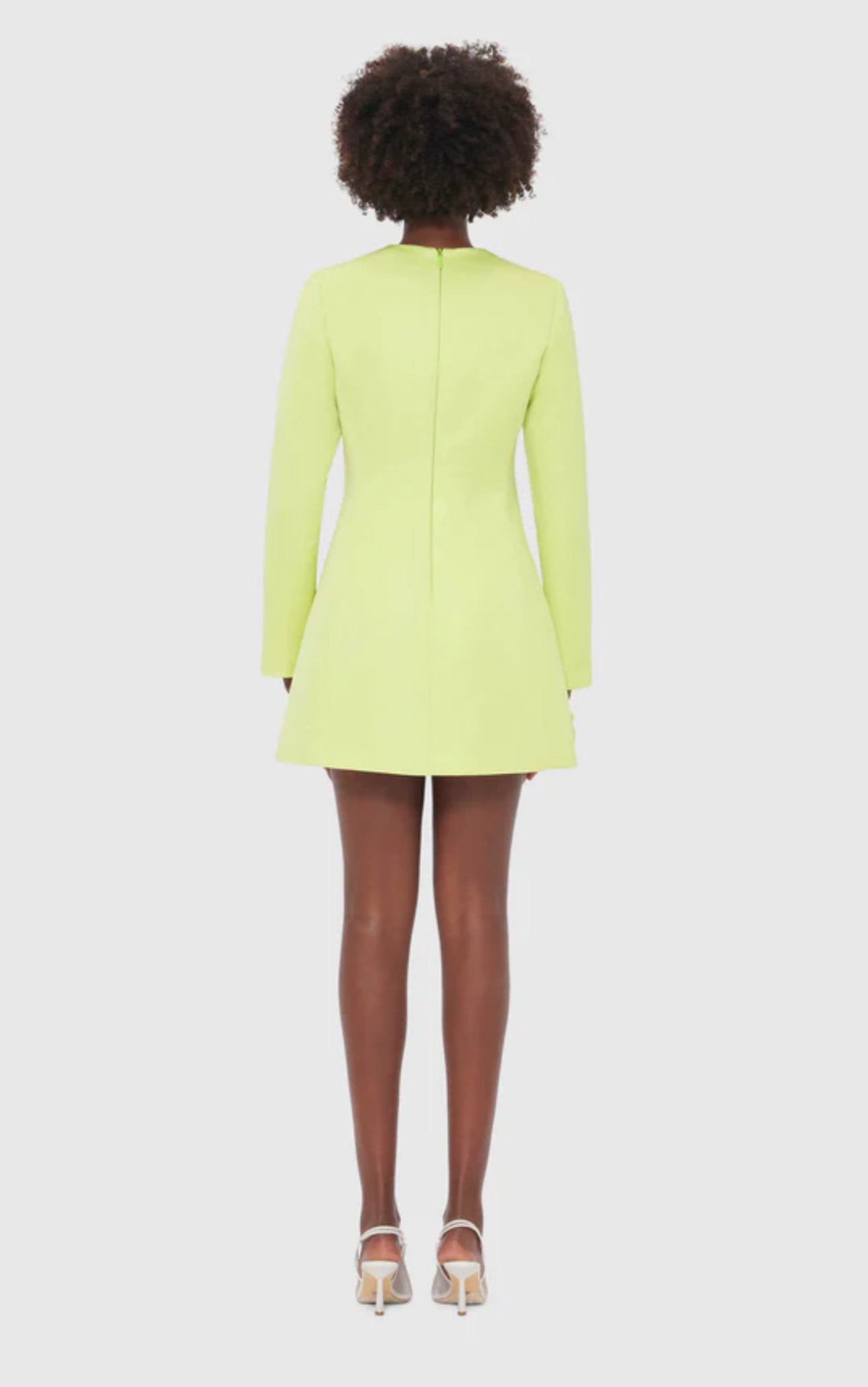 Leo Lin Aliza Long Sleeve Petal Mini Dress in Chartreuse