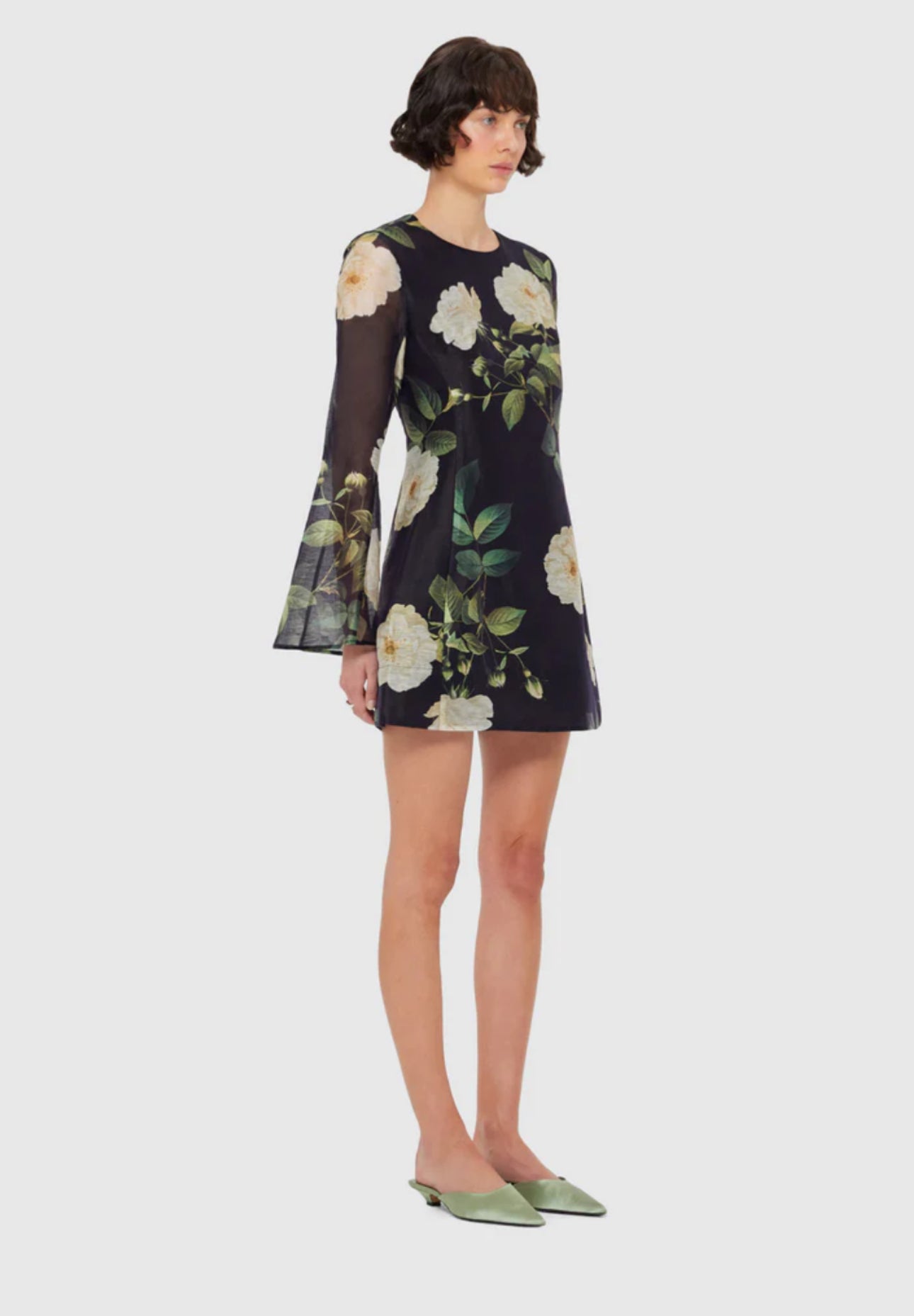 Leo Lin Suzanne Bell Sleeve Mini Dress