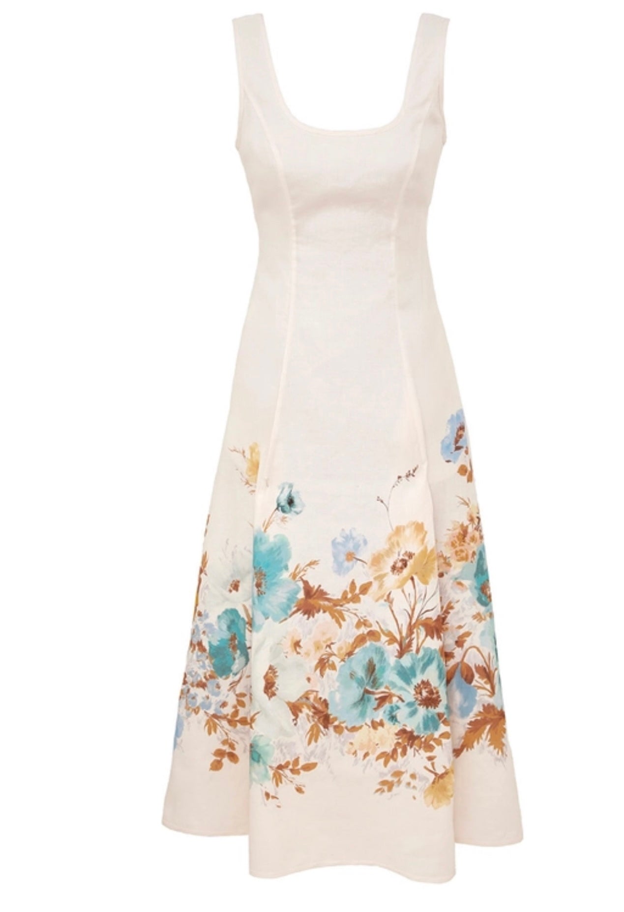 Zimmermann Scarborough Midi Dress in Cream/Teal Floral