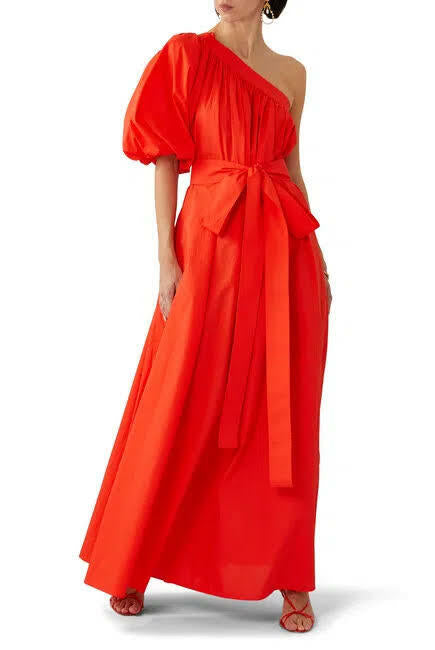 Oroton One Shoulder Dress in True Red