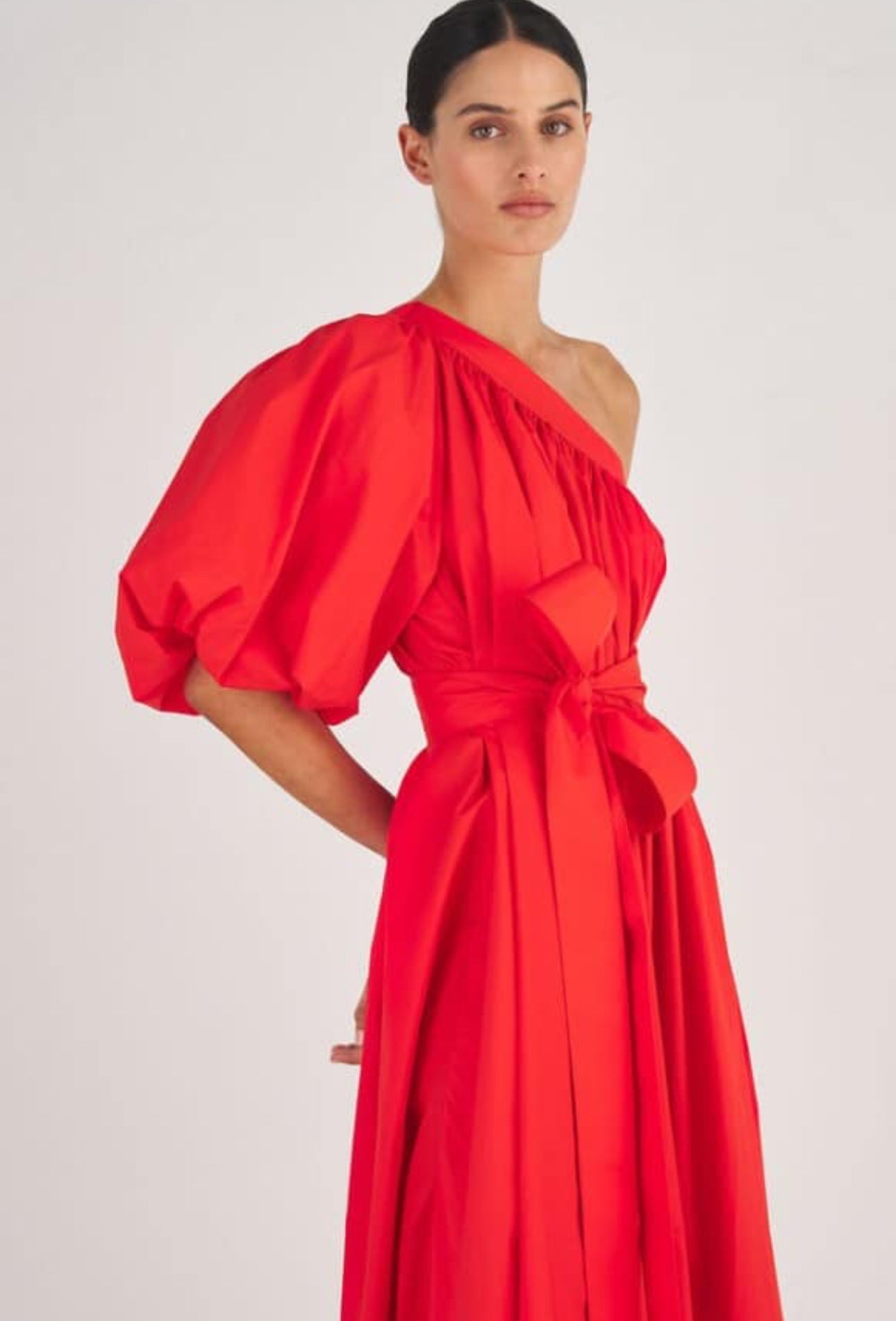 Oroton One Shoulder Dress in True Red