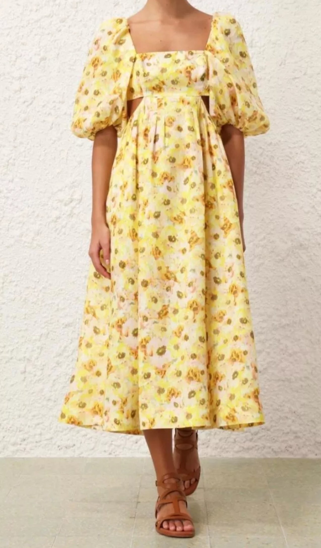 Zimmermann Lightburst Cut-out Yellow Midi Dress