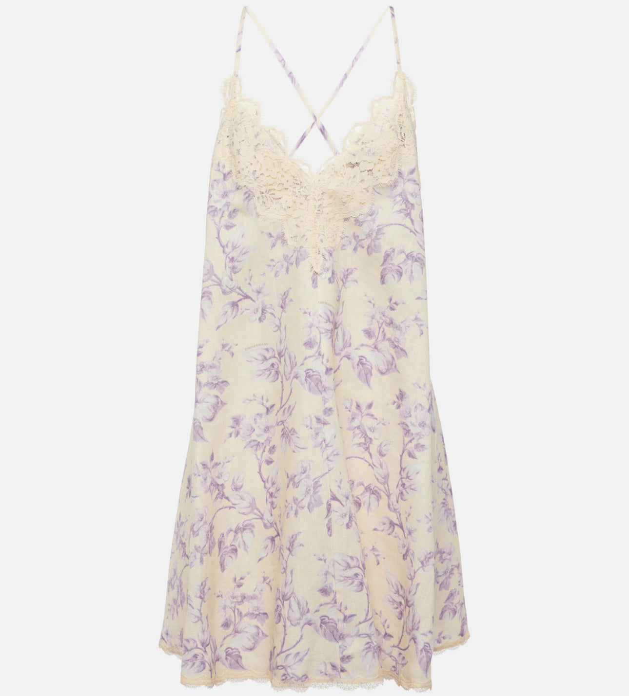 Zimmermann Halliday lace-trimmed floral linen slip dress