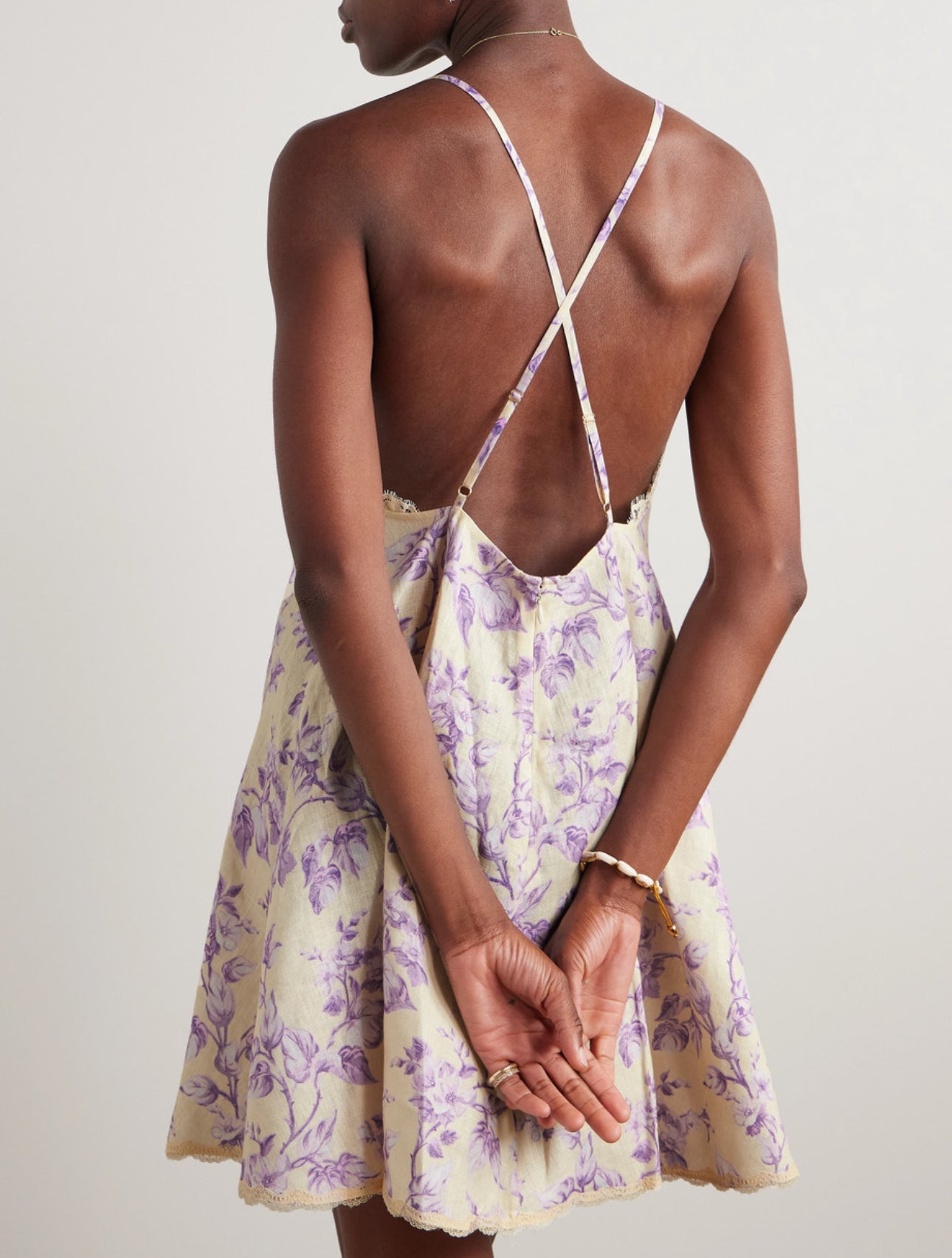 Zimmermann Halliday lace-trimmed floral linen slip dress