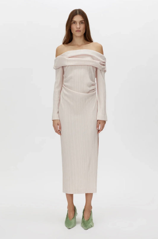 Camilla And Marc Shaw Off Shoulder Dress in Ice Pink