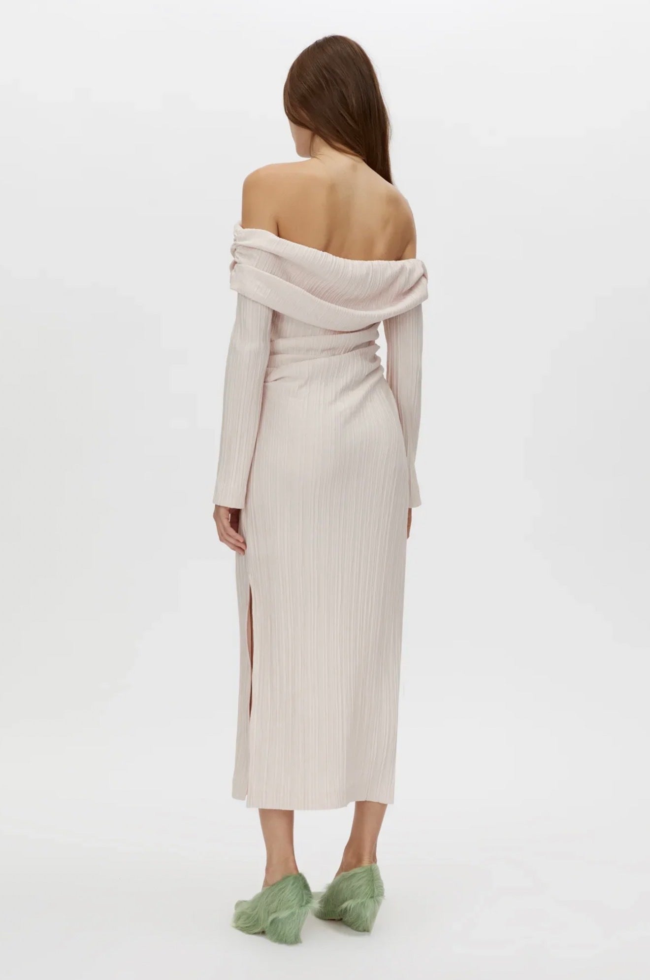 Camilla And Marc Shaw Off Shoulder Dress in Ice Pink