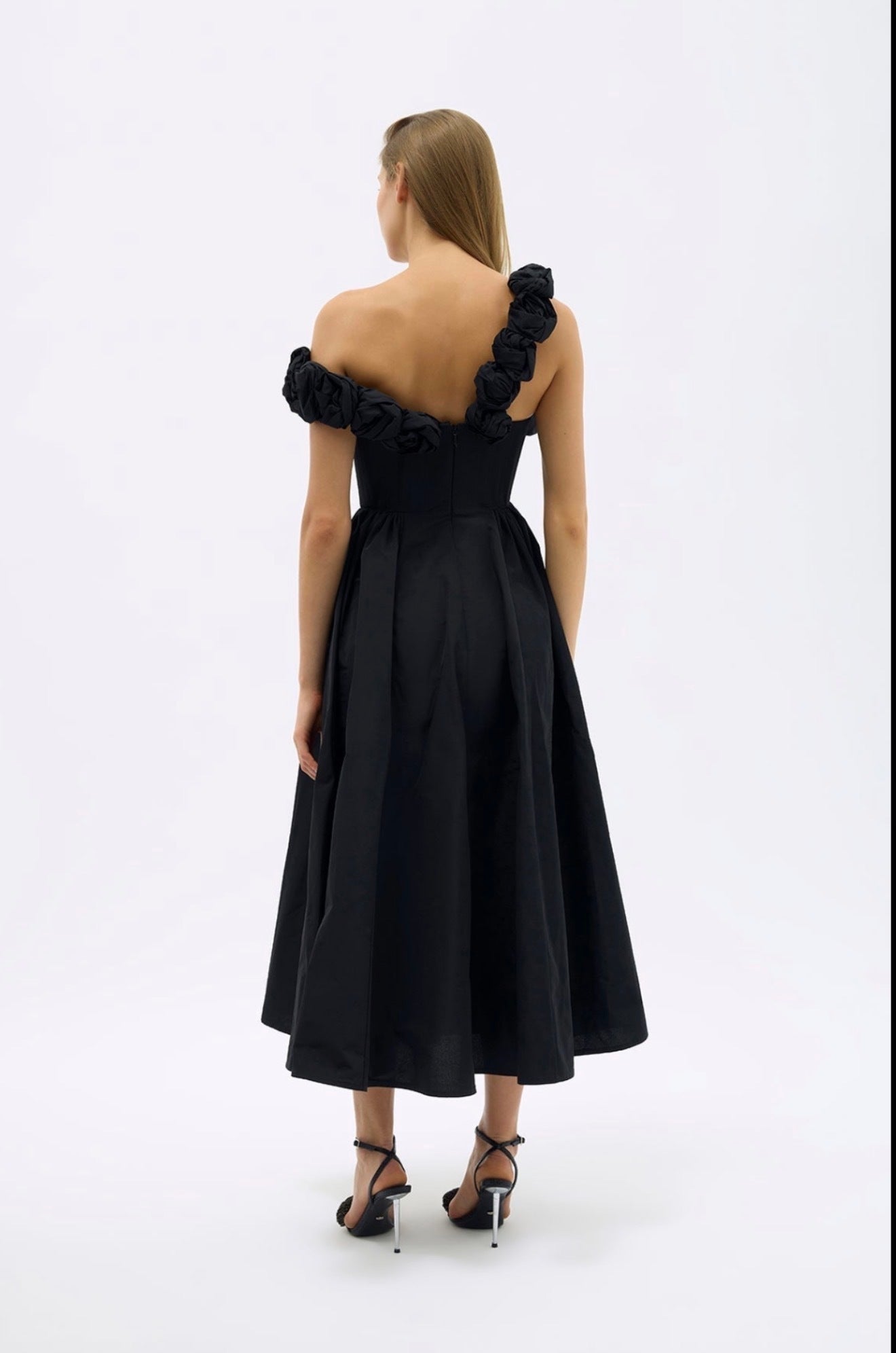 Rachel Gilbert Henley Strap Black Midi Dress