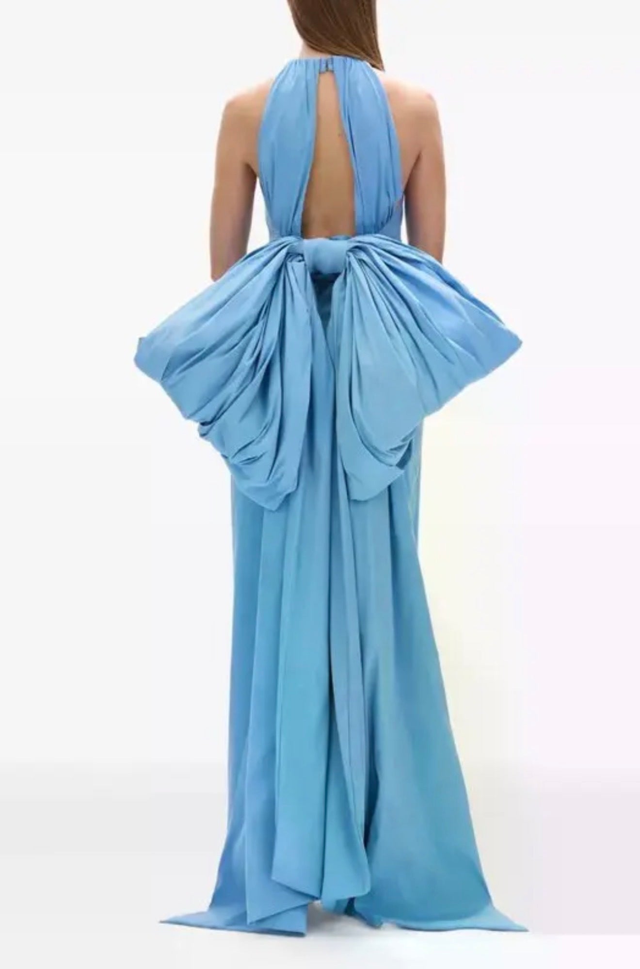 Rachel Gilbert Lottie Bow-Detail Halterneck Gown