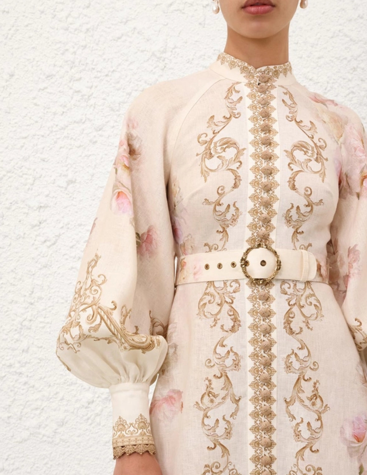 Zimmermann Hypnotic Buttoned Midi Dress in Cream Peony