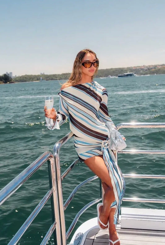 Benni Elise mini dress ocean stripe