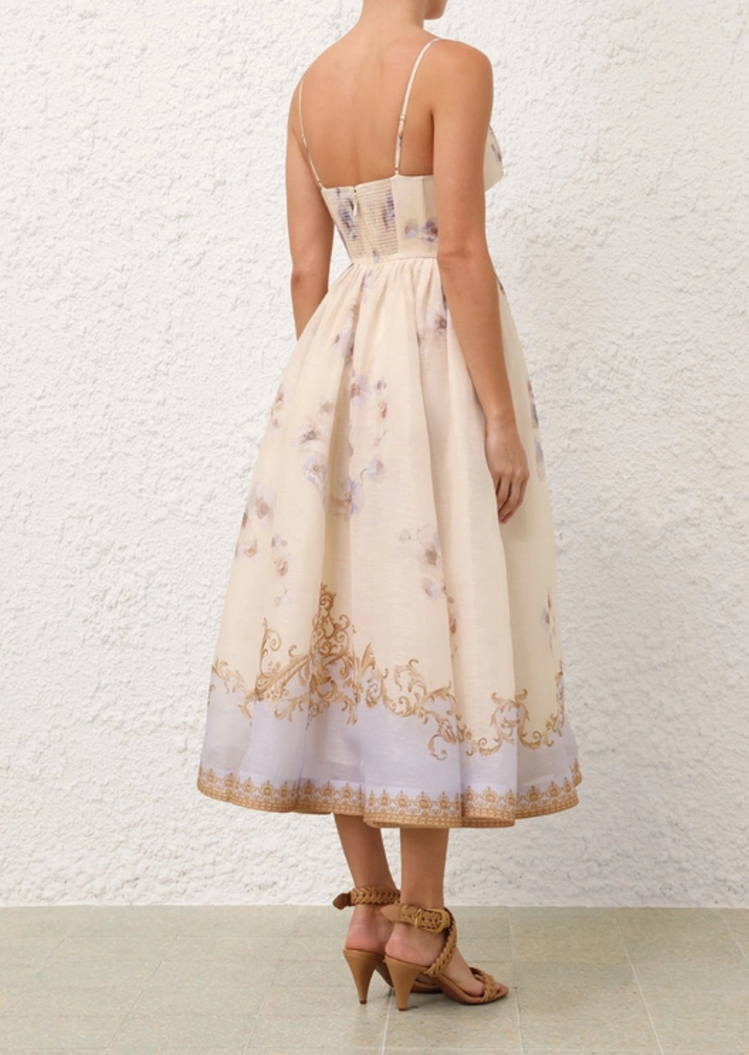 Zimmermann Hypnotic V Neck Midi Dress in Blue Floral