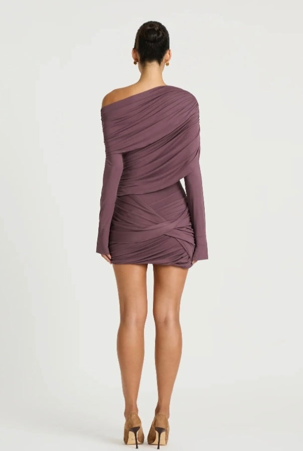 Benni Otto Long Sleeved Mini Dress in Plum