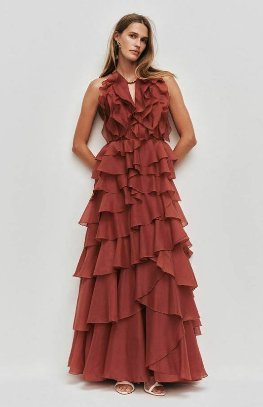 Aje Cleo Gown Rust