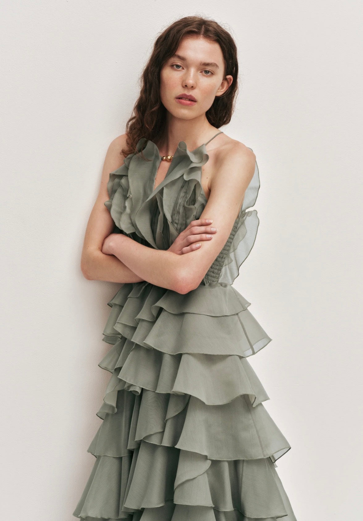 Aje Cleo Gown in Moss