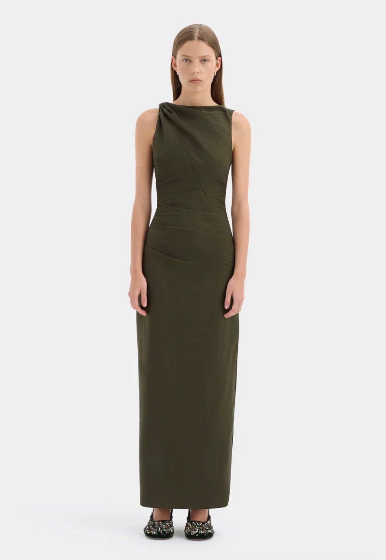 Sir Sorel Maxi Dress in Dark Olive