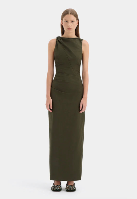 Sir Sorel Maxi Dress in Dark Olive