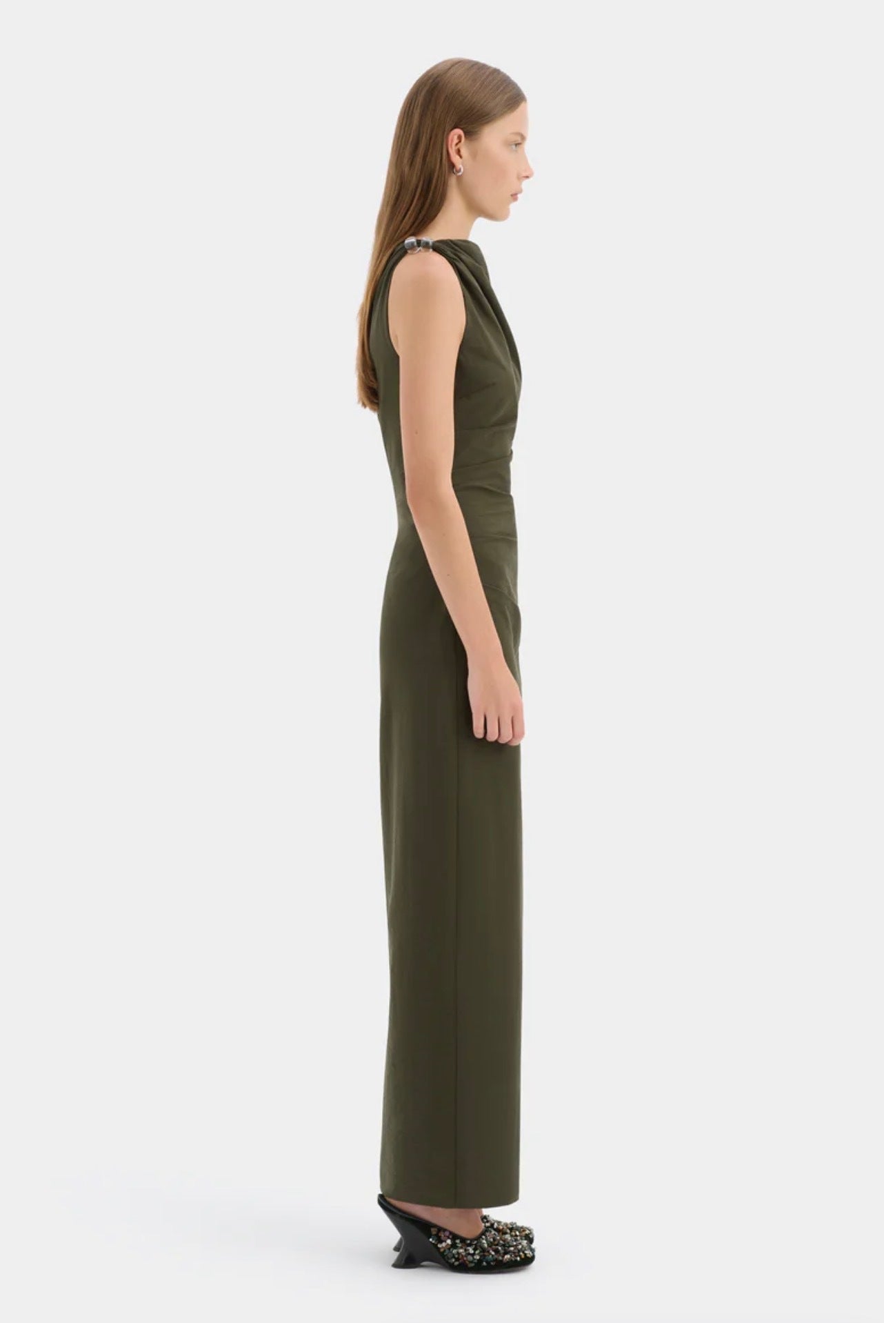 Sir Sorel Maxi Dress in Dark Olive